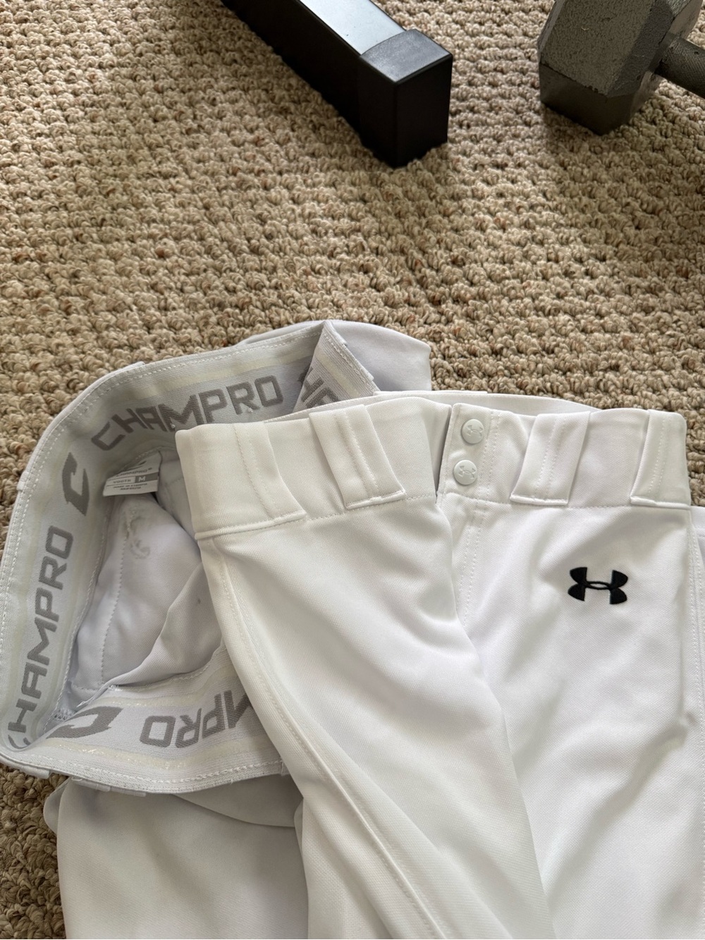 2-Under Armour Kids & ChamproWhite Youth M Baseball Pants